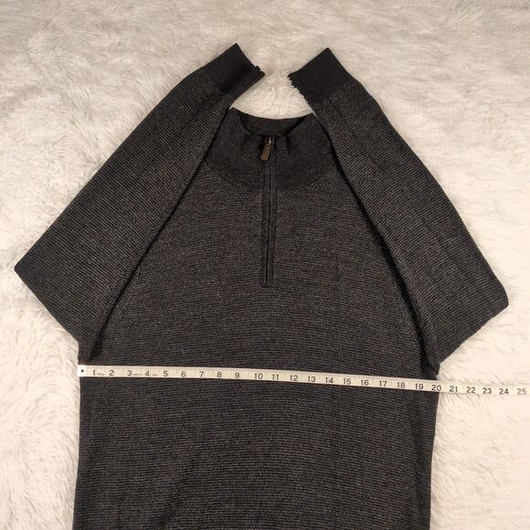 Polo Ralph Lauren Mens L 100% Merino Wool Sweater Gray Quarter Zip Coastal Prep - Picture 10 of 12